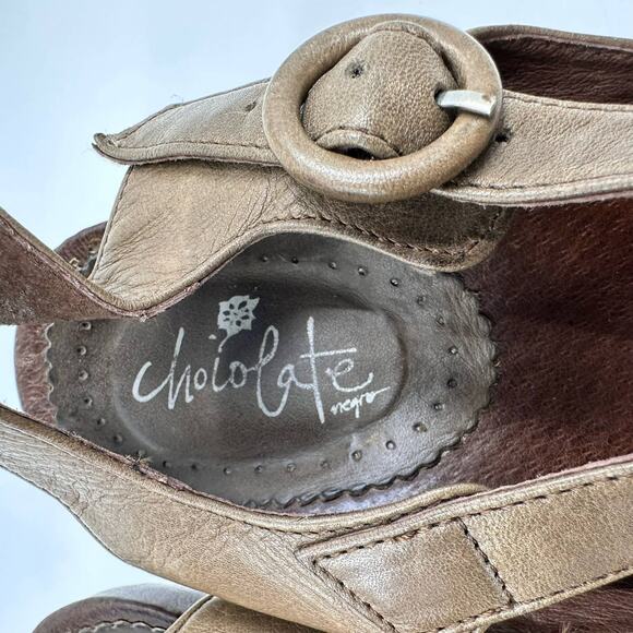 Chocolate Negro Women's Pumps EU Size 37 Sling Back Heels Open Toe Ankle Straps - Picture 11 of 11